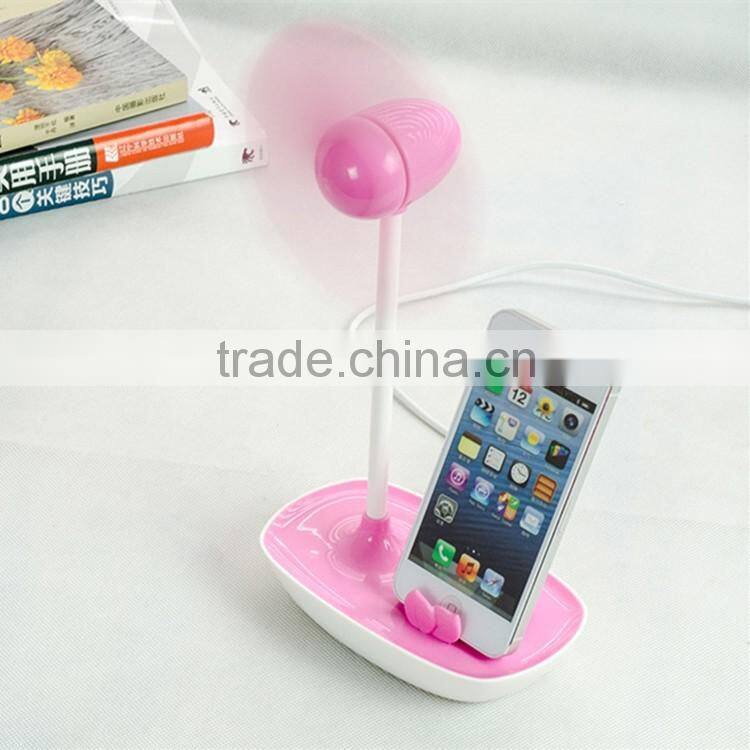 Promotion Universal ODM LOGO Super Sound-Off Strong Wind Small USB Phone Holder Desk Electric Fan Motor