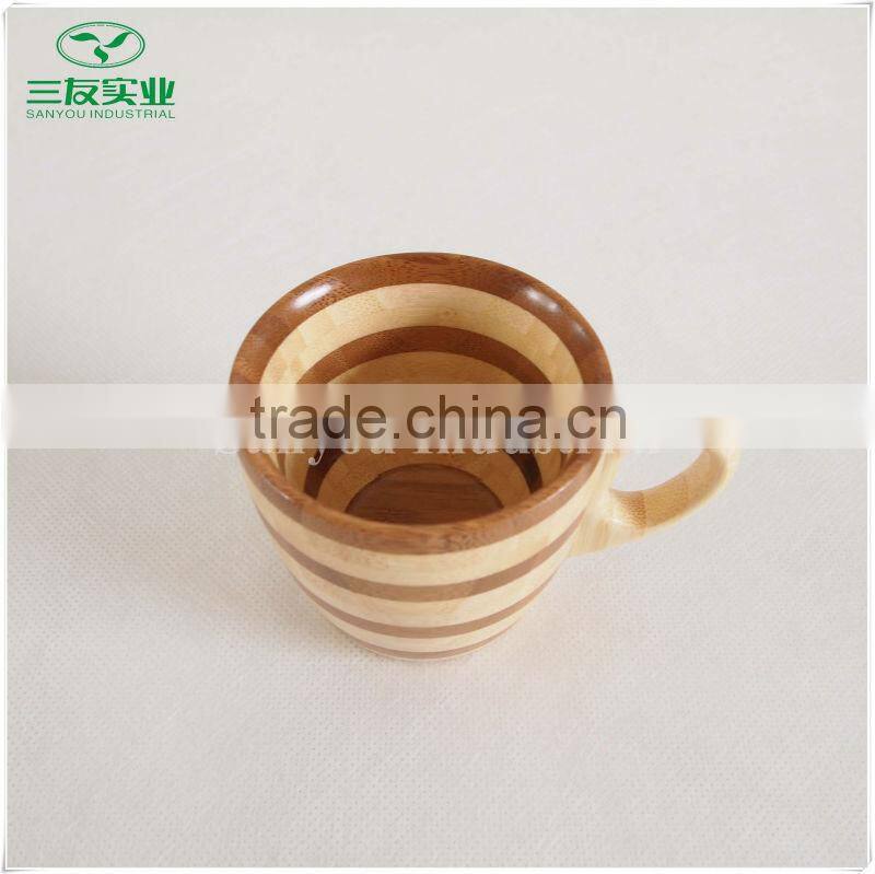 Round Natral Bamboo Cup with Handle