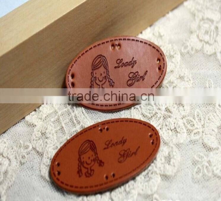 Creative customized black Leather Label for fashion lady garments