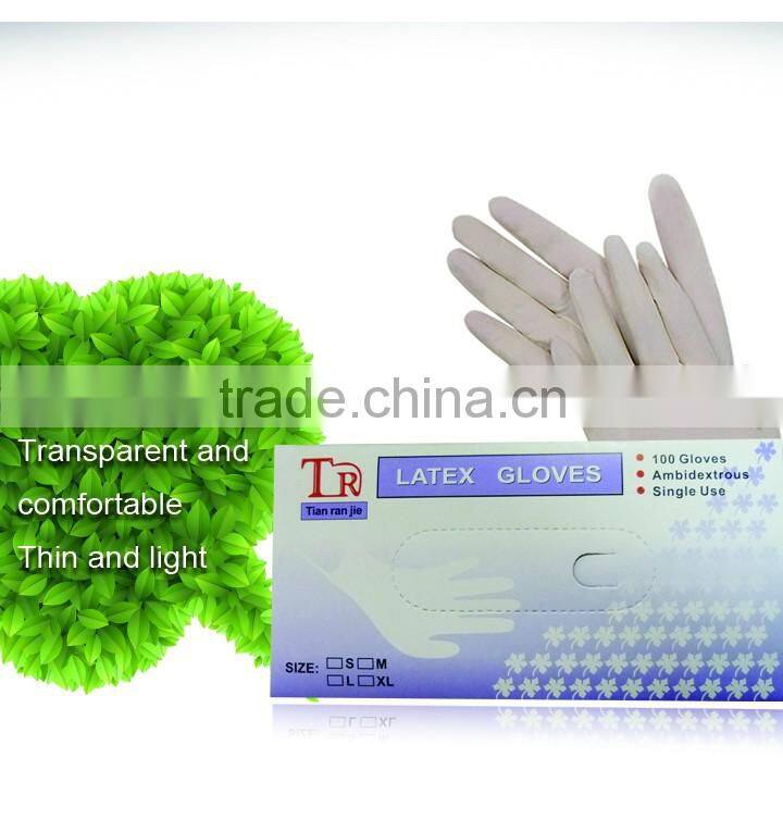 Hot sales medical disposable natural latex examination gloves powder/powder free latex glove from Malaysia