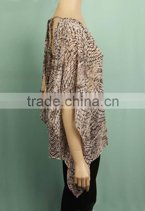 2016 S/S latest design print blouse design for women ladies sexy half sleeve blouse designs YLB2015