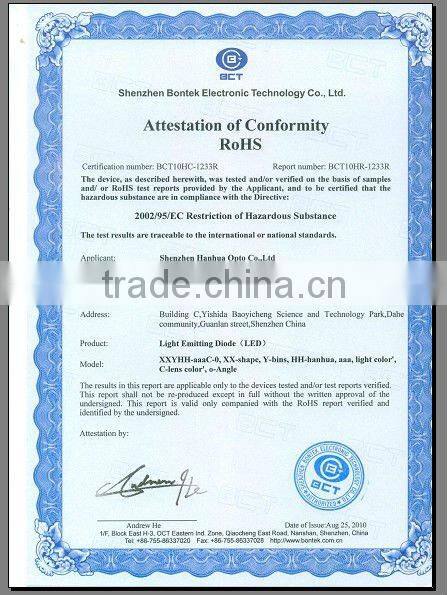 super bright 3mm flat top yellow through hole led diode