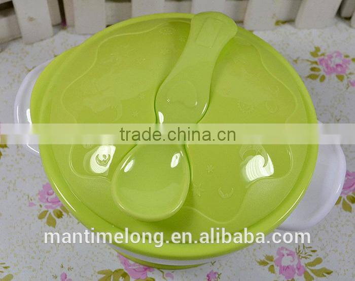 sucker bowl skid baby special suction wall bowl binaural bowl with cover and spoon 3 colors optional