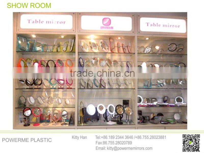 Double sided Magnifying hand makeup mirror, plastic cosmetic hand held mirror