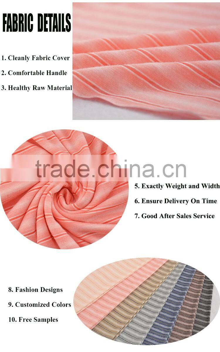 women t shirt by pink stripe fabric with space dyed polyester