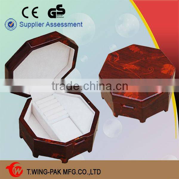 Hand cranked velvet lined finished wooden antique custom music box