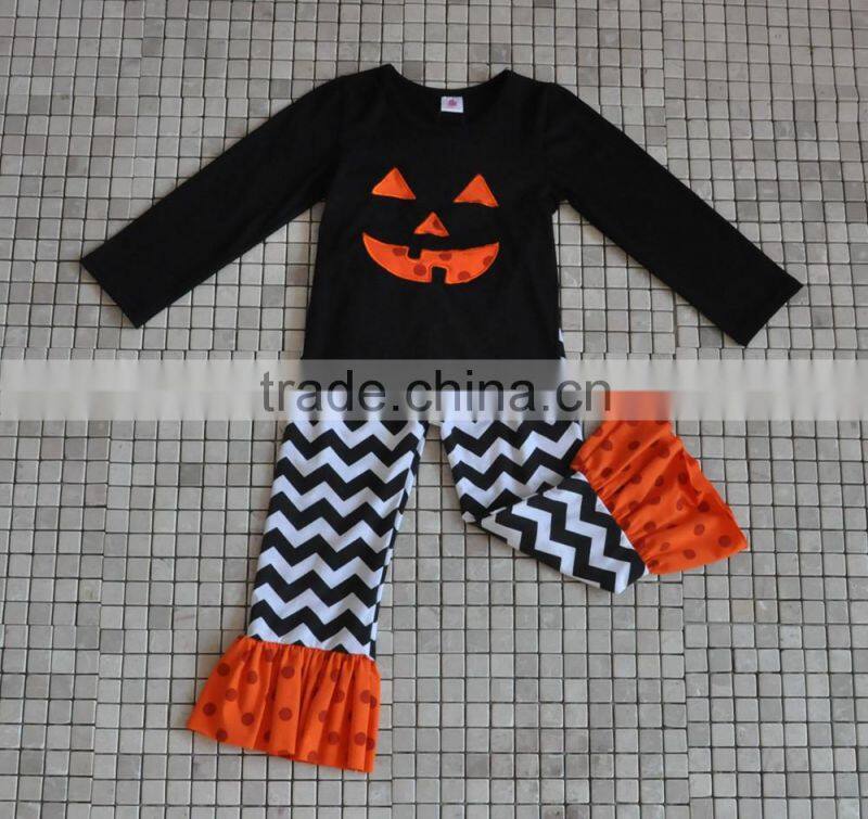 2016 latest design infant floral pumpkin cat halloween clothing