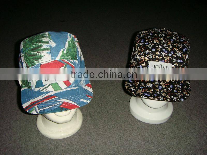 print pattern 5 panel hats wholesale