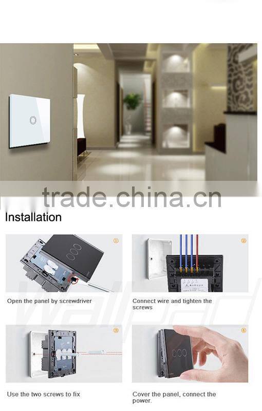 Hot Wallpad LED White Tempered Glass 110~250V US/Australia Standard 3 gang Remote Control Power Window Curtain Blinder Switch