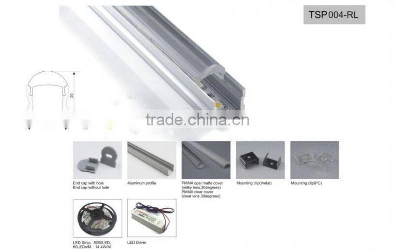 TSP004-RL 17x20mm 30degrees lens recessed aluminum LED profile
