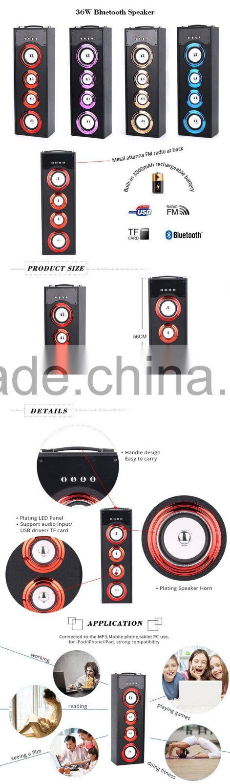 BBQ KBQ-703 36W 3000mAh Portable Bluetooth Speaker Subwoofer