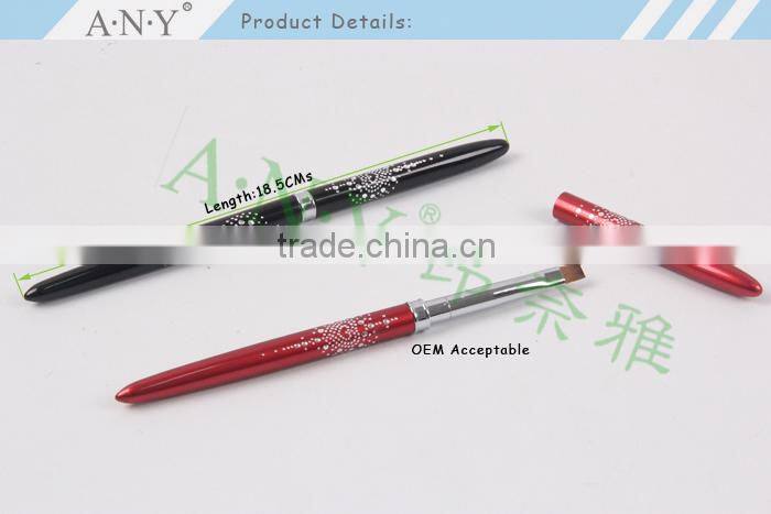 ANY Professional Nail Artist Using Nail Art Beauty Design Metal Handle UV Gel Flat Nail Brush Nylon Hair
