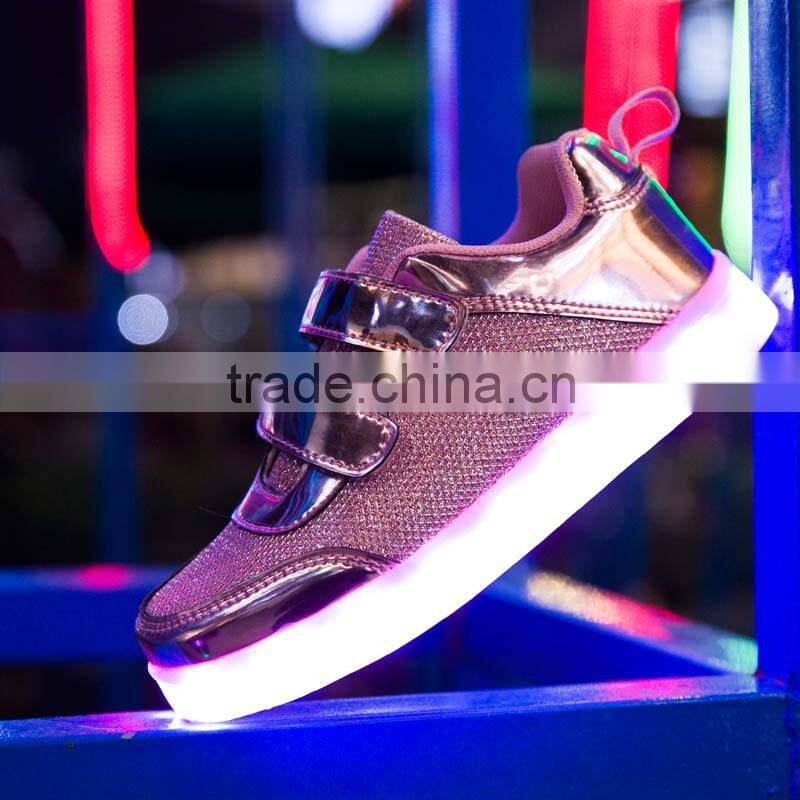 Hot selling led light kids sneaker shoes with USB charge breathable kids casual shoes