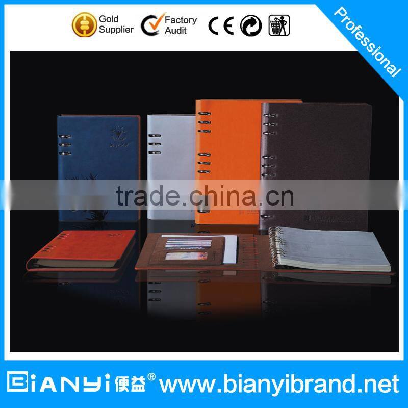 Professional Factory Customized cheap leather loose leaf notebook, spiral bound leather notebook