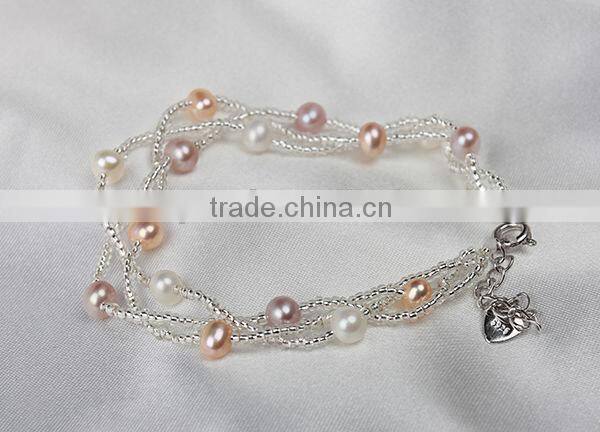 Wholesale fashion beads bracelets mix color pearl jewelry