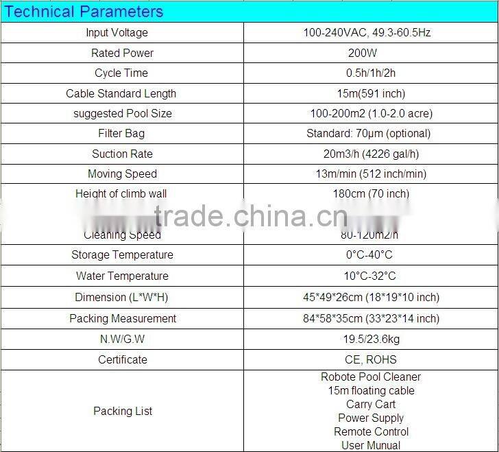 Remote Control Wall Climbing Function Zodiac Pool Cleaner