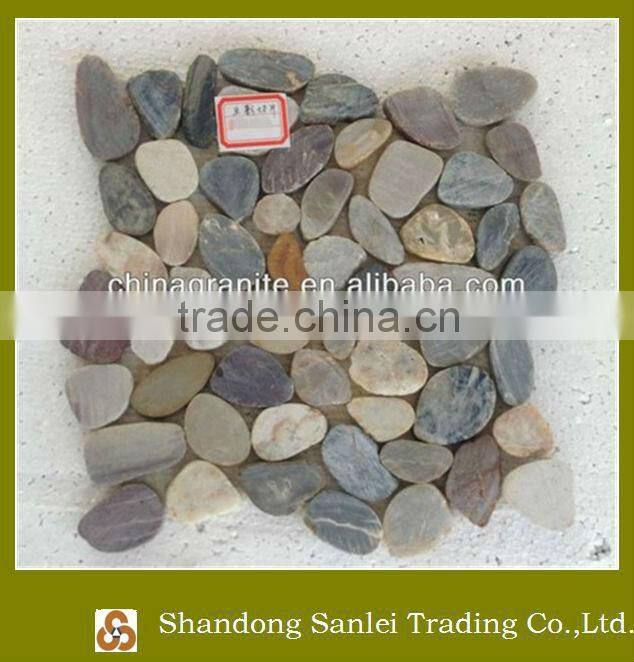 flat cut pebble tiles on net