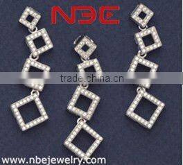 Fashion Wax micro pave setting jewelry set,small prong AAA grade cz quality rhodium wholesale costume silver jewellry set