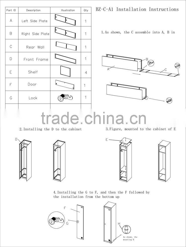 Modern furniture KD 1 tier lockers