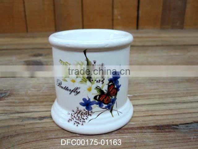 Restaurant Round Five Section Plate with Flower and Butterfly Decal