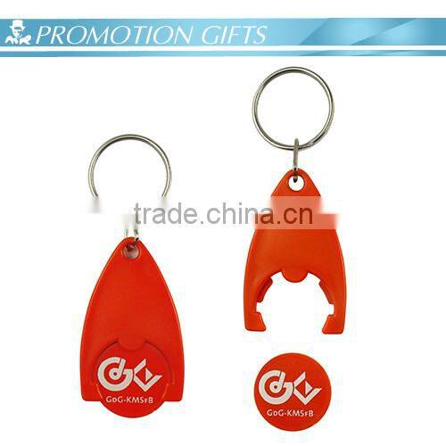 plastic trolley coin keying holder with logo for shopping cart