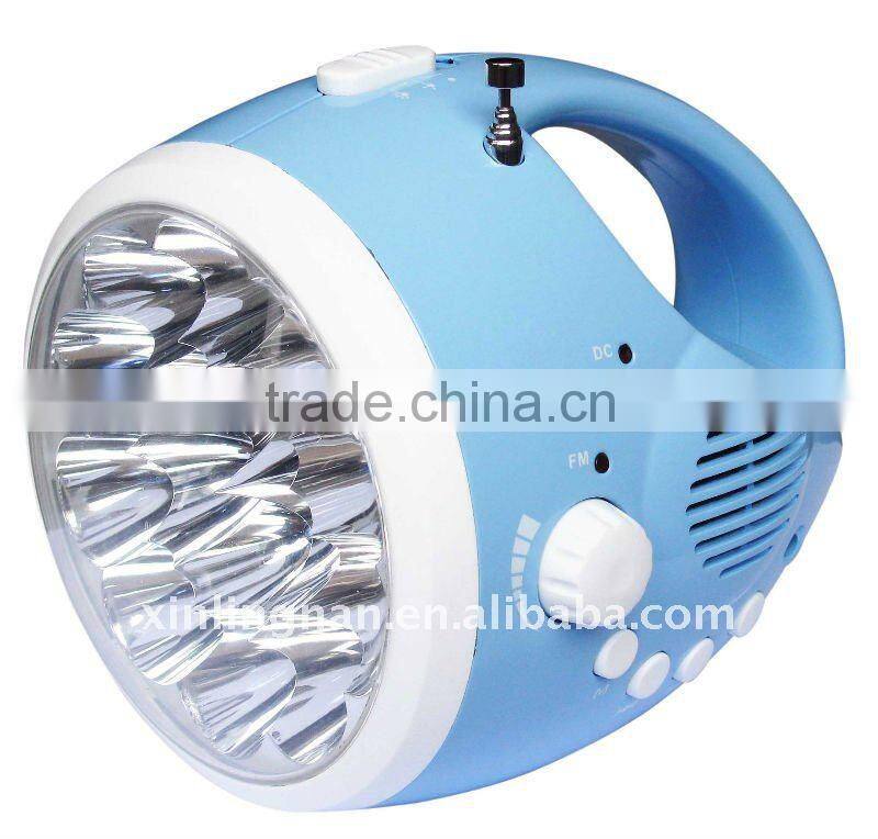 Crank Dynamo Flashlights Radio with Super Bright 15 LEDs, FM Radio