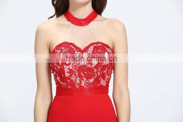 V-1031 hot red chiffon latest designs unique gorgeous prom dress 2016