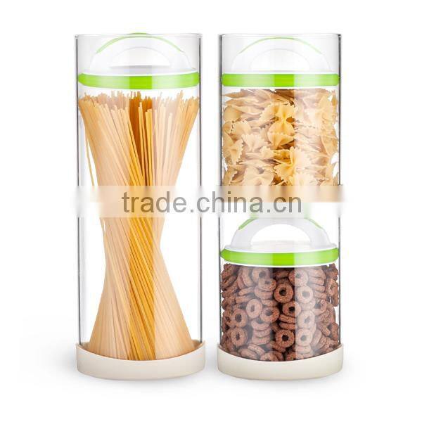SINOGLASS 3 pcs with adjustable air pad glass Storage Jar set