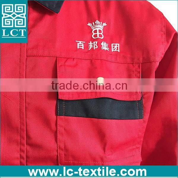 2016 oem high quality cotton construction red color engineering uniform workwear