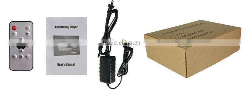 button activated 7 Inch lcd display retail store with open frame