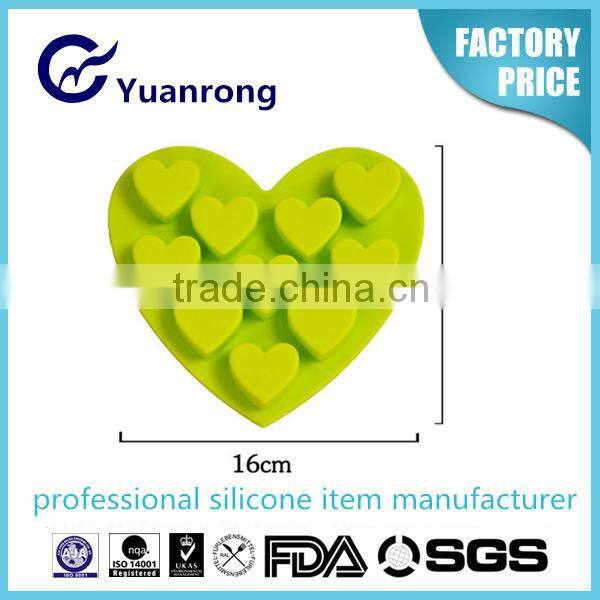 Easy to Demould Silicone Ice Cube Tray with 10 Sweet Heart Shape