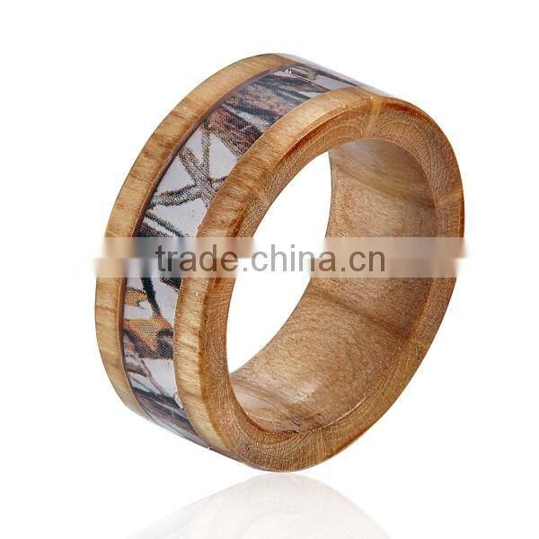 Real Wood Ring, Wood Ring with Camouflage Inlay