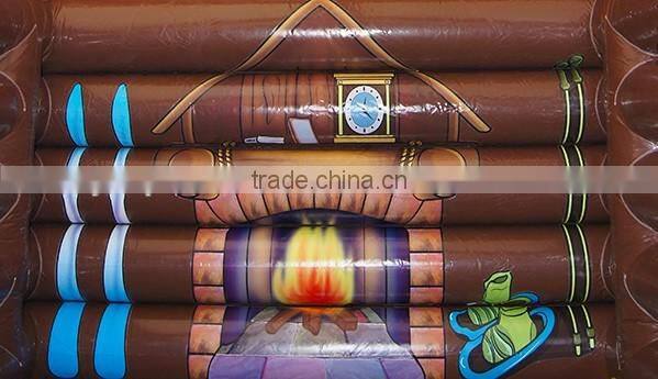 Wooden House style inflatable tent, inflatable log cabin tent for custom size