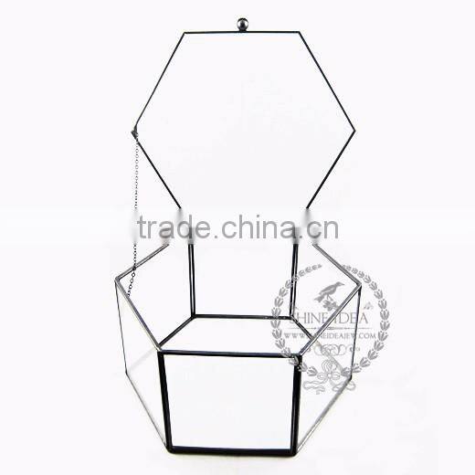21.5*19*11.5cm six face cutting glass jewelry box air plant planter glass terrarium flower arrangement indoor gradening 0100047