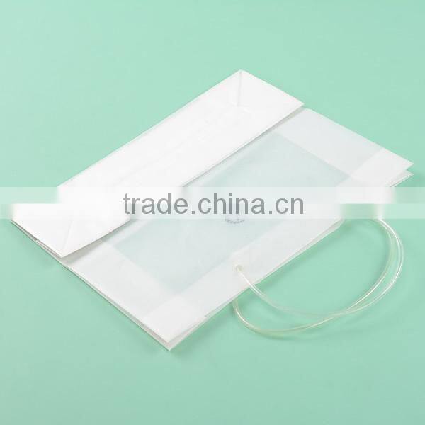 High quality square bottom clear PE plastic handle bag for shopping and packaging