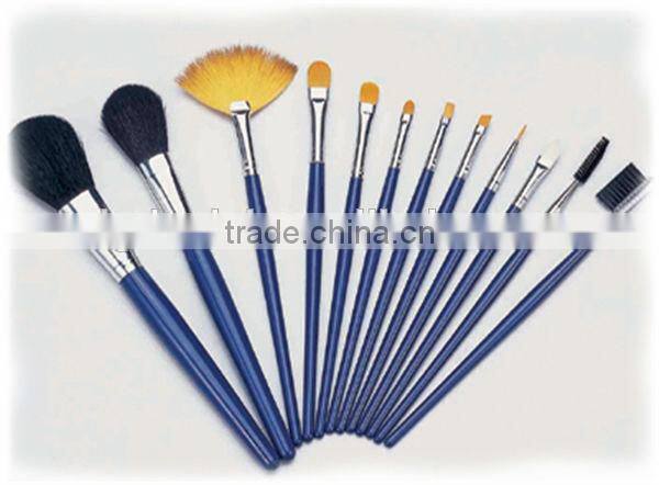 Wholesale 11pcs Long blue ferrule Cosmetic makeup brushes,Two tone Makeup brush set