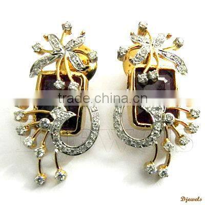 Diamond Earrings, Diamond Gold Earrings, Bridal Jewelry