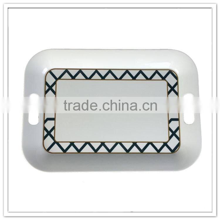 White color homeware plastic food tray with handles