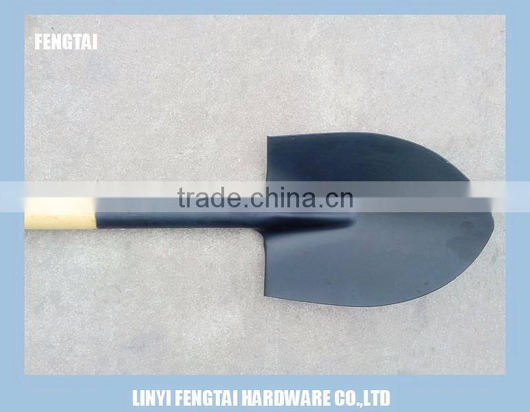 S518 Round Short Wooden Handle Steel Shovel
