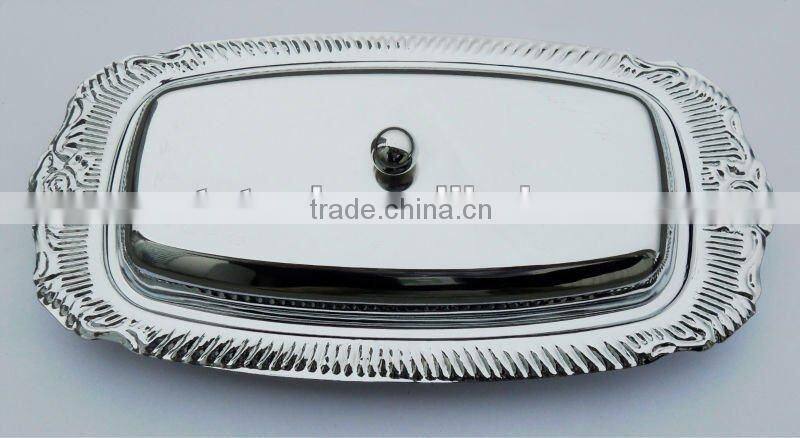 wholesale stainless steel dish plates butter dish with lid