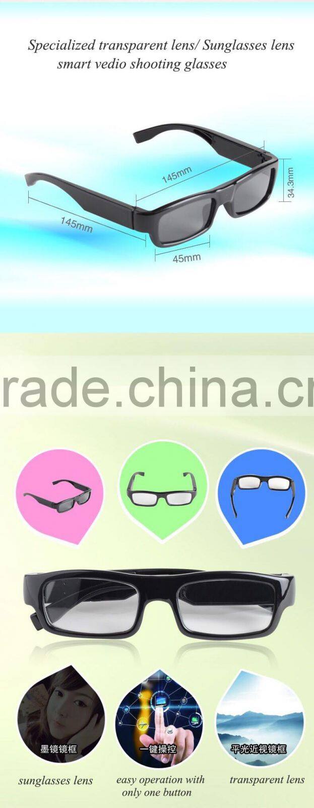 Shenzhen China Factory Direct Sale Spy Sunglasses Camera Hidden Pinhole 8gb bult-in Storage Tactical glasses paparazzi eyewear