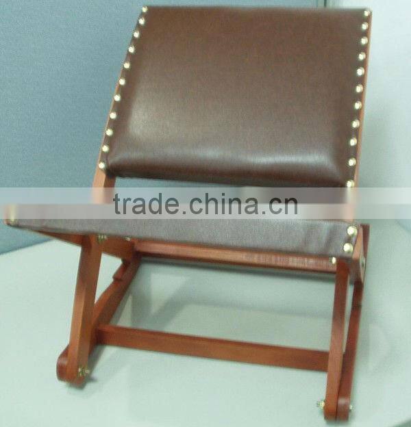 Foldable Wooden Footstool with PU Leather