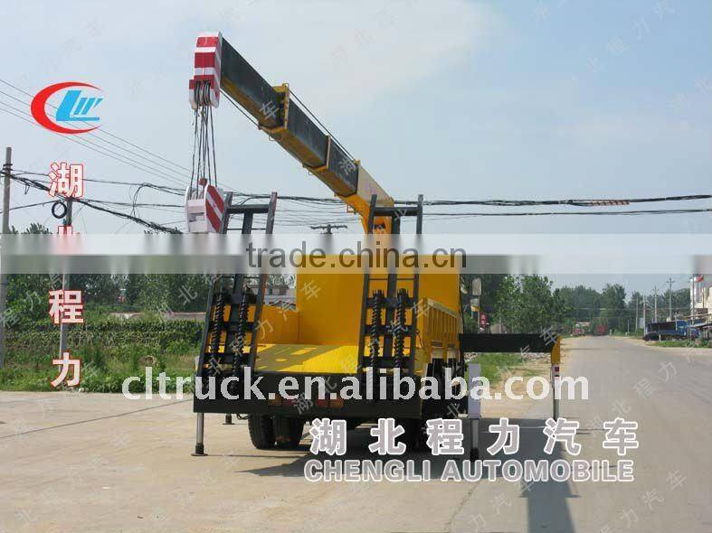Dongfeng side wall flatbed truck with crane for sale