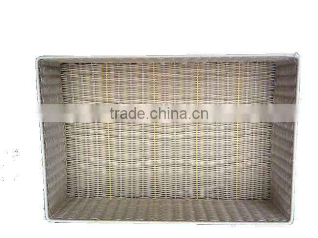 Hand woven pe rattan rectangular storage basket for home and shop