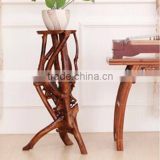 Southeast Asia Style Root Carved Flower Stand, Decorative Root Carving Corner Table, Unique Design Telephone Table (BF01-X1171)