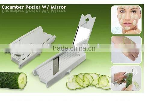 CY128 Built in Mirror Fruit Cucumber Slicer Cutter Facial Mask Tool Pink