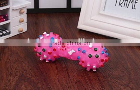 CY189 Colorful Mini Dotted Dumbbell Shaped Squeeze Squeaky Faux Bone Toys For Pet Dog Bite Game, Chien Juguetes Perros