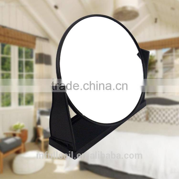 Plastic frame with single siled desk mirror/black square desk mirror