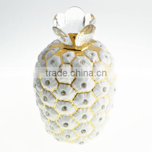 Wholesale Porcelain White Color Small Jewel Box Or Candy Pot With Swarovski Crystal V1043-CM06-0594