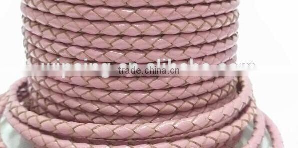 colorful real leather handmade weave lanyard / round leather rope